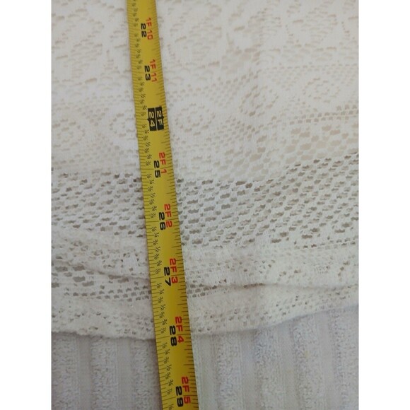 Chaps Womens Blouse Beige Ivory Lace Lined Short Sleeve Scoop Neck Size 1X Beach - Picture 9 of 14